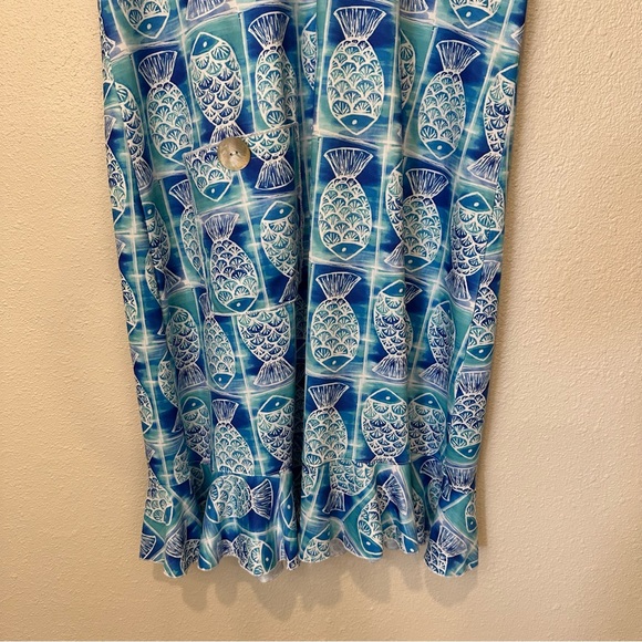 Lulu-B Blue and White Fish Print Dress - Picture 5 of 8